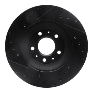 Cadillac CTS Brake Rotor (1) - Front Right - R1 Concepts - Drilled & Slotted - Black - `04-`08